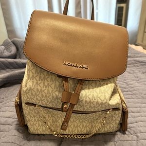 Michael Kors tan/white backpack